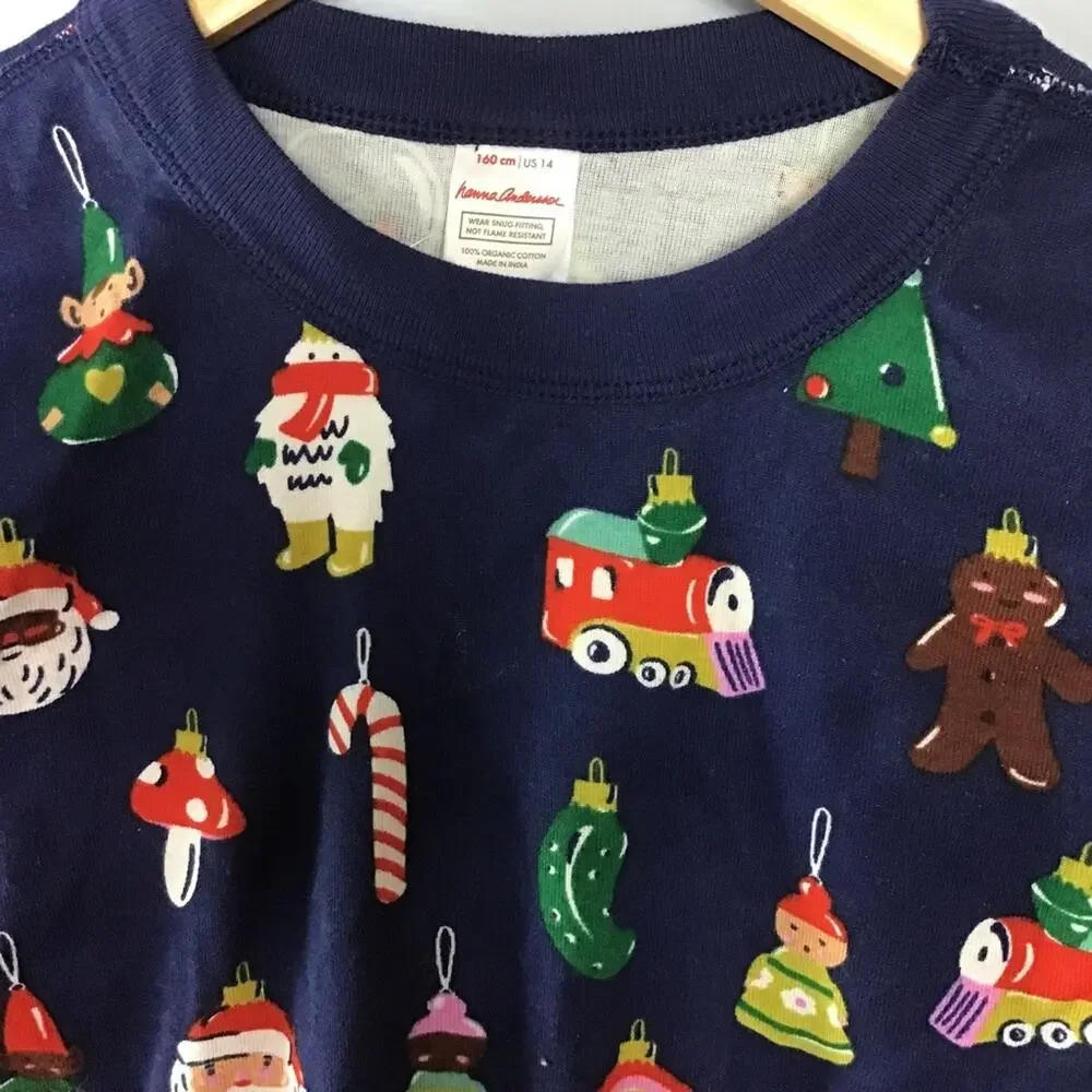 Hanna Anderson long john Christmas pajamas‎ girls 14